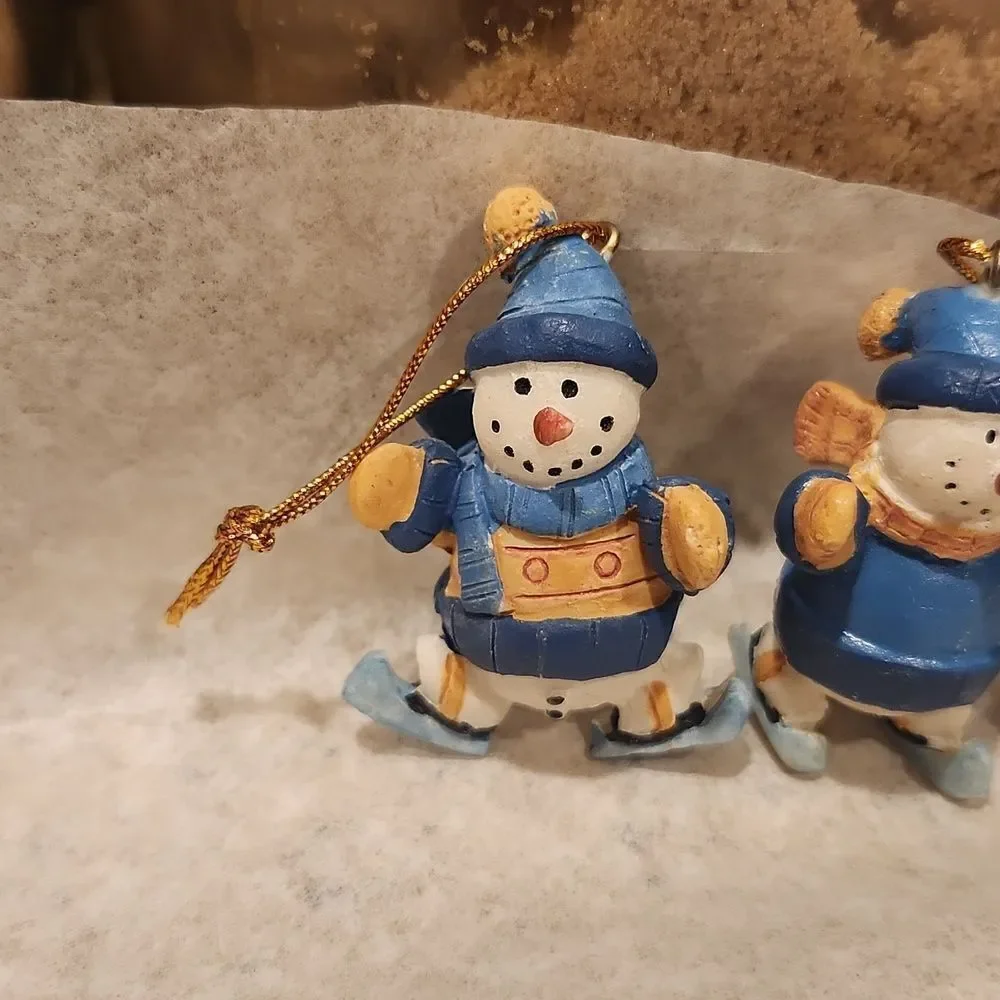Snowman Ice Skating Christmas Ornament Set of 3